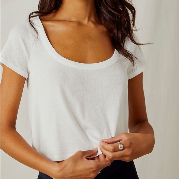 Free People Lisa Baby Tee in White - Picture 3 of 3